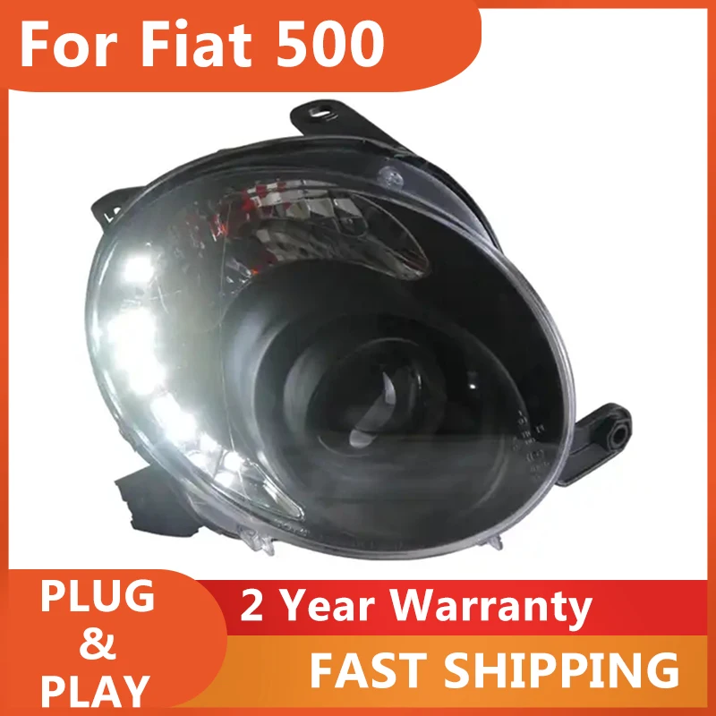 Accessoires de voiture pour Fiat 500 phare 2011-2014 Fiat 500 phare DRL clignotant feux de croisement lentille de projecteur