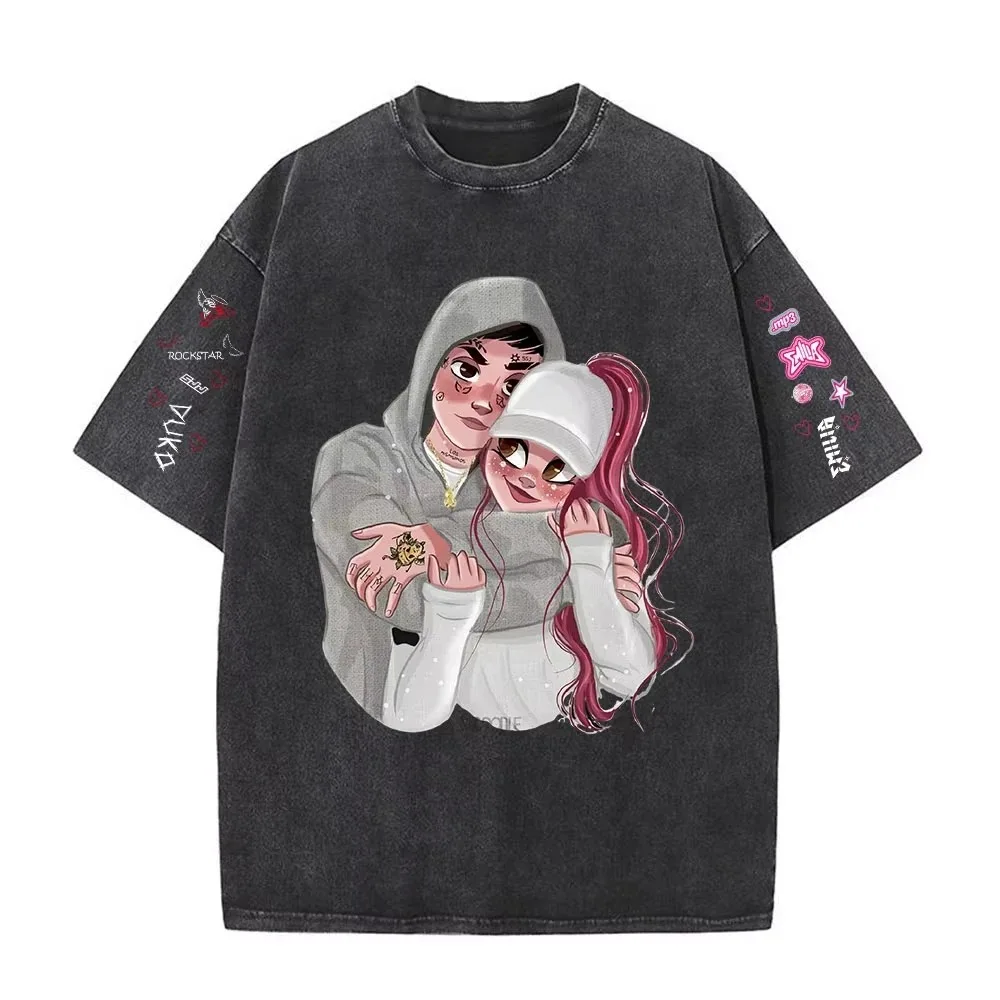 Bestseller Rapper Duki MAURO Modo Diablo Poster-Print T-Shirt für Männer und Frauen Modische Baumwolle Lässige Sommer-Neuheiten Übergroße Lockere Oberteile Image
