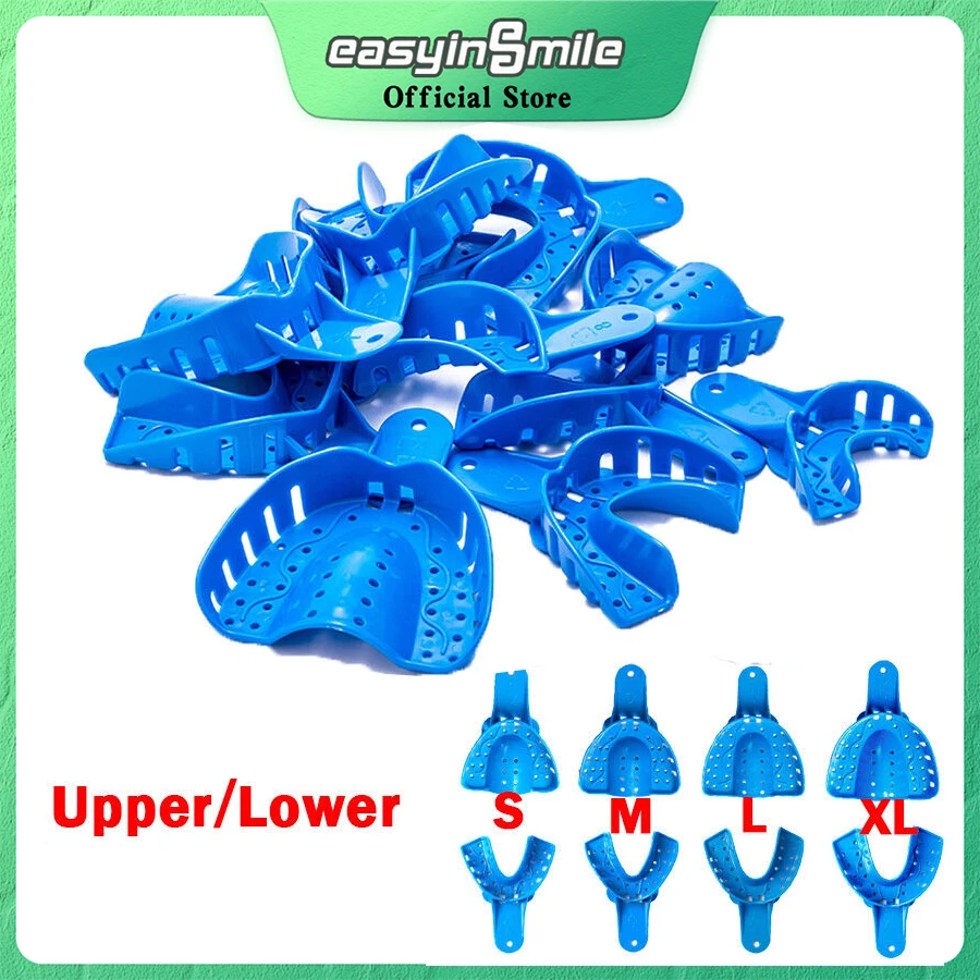 12 Teile/satz Dental Abdruck Tablett S/M/L/XL Kunststoff Materialien Zähne Halter Zahnklinik Labor Tabletts Oberen/unteren Image