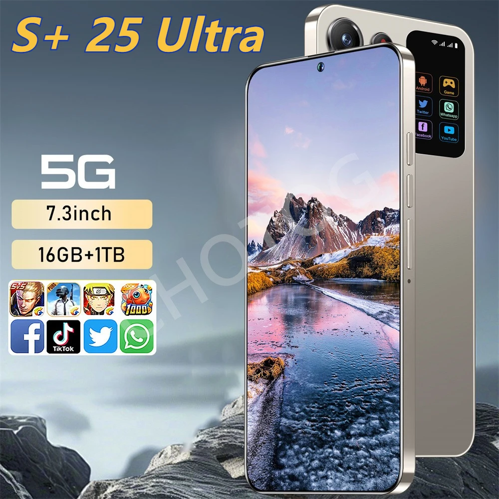 New Cellphones S+ 25 Ultra Original 7.3HD Smartphone 4G 5G Dual Sim Cell Phone 7800mAh Android 14 Global Version Mobile Phones