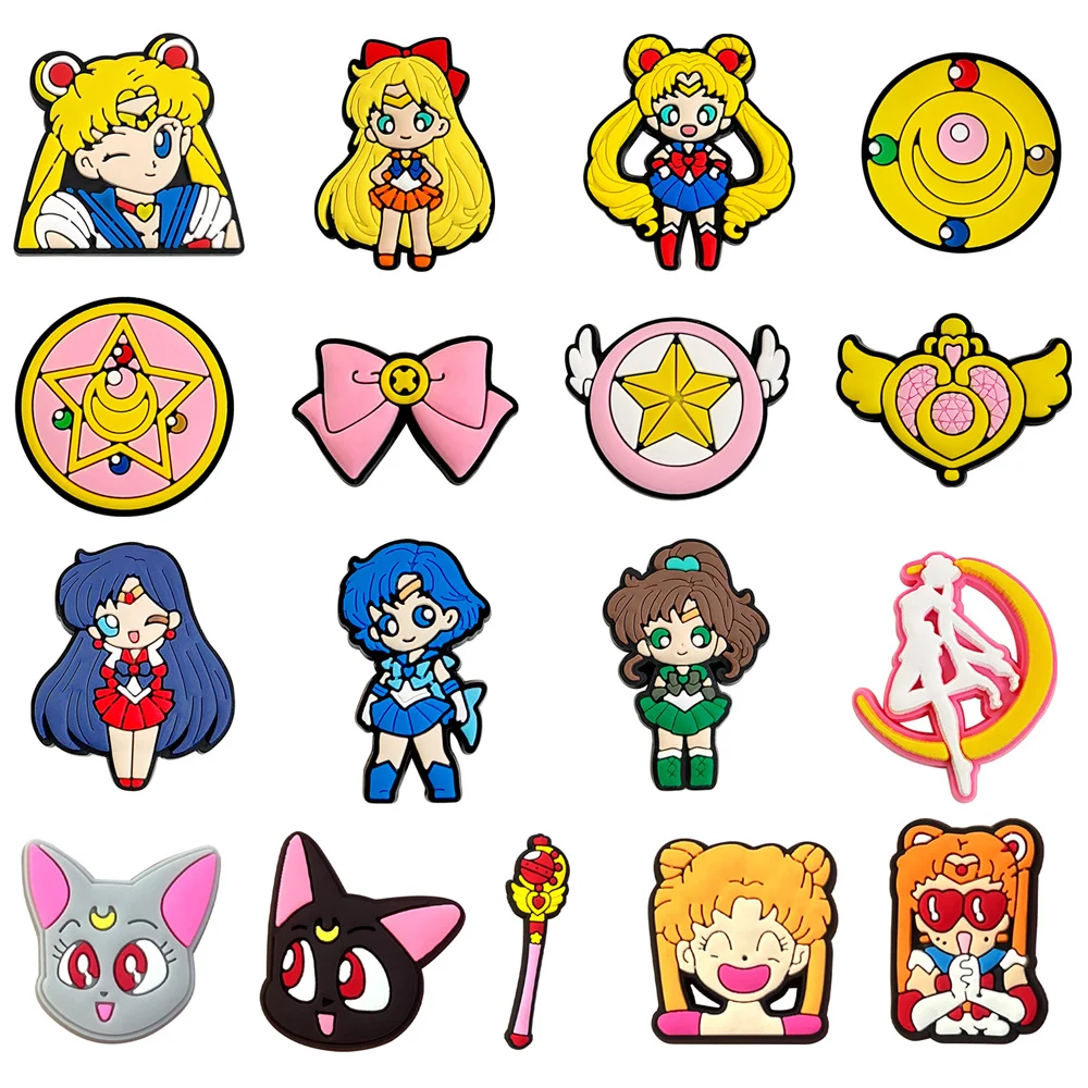 17/25 Stück PVC-Schuh-Charms, Niedliche Bubble-Slides Clog-Sandalen Schuhzubehör Dekorationen, Geschenk für Jungen, Mädchen und Kinder Image