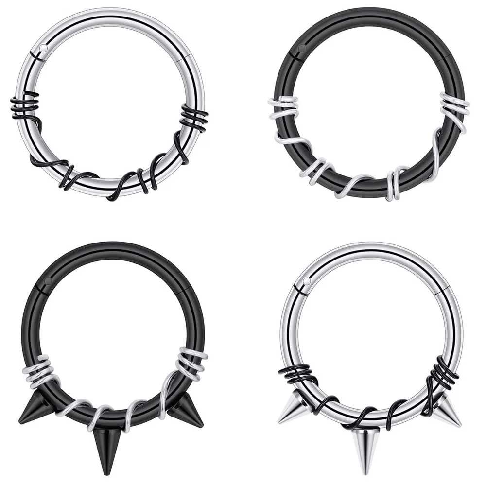 2 Stück Edelstahl 16G Septum Nasenloch Conch Knorpel Hoop Helix Daith Nasenpiercing Tragus Schmuck für Damen Herren 8/10 mm Image