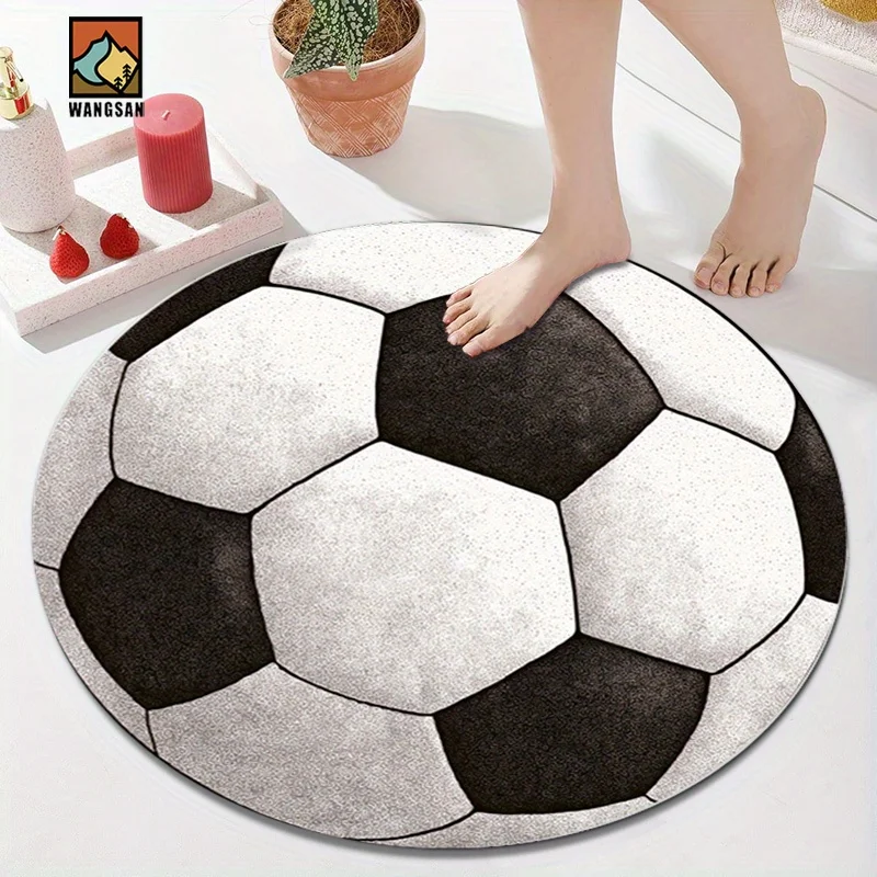 VIKAMA3D Fußball-Teppich - Geräuschreduzierend, Maschinenwaschbar Wohnzimmer-Sofamatte, Schlafzimmer-Eingangsmatte, Bettvorleger, Wohndekoration Image