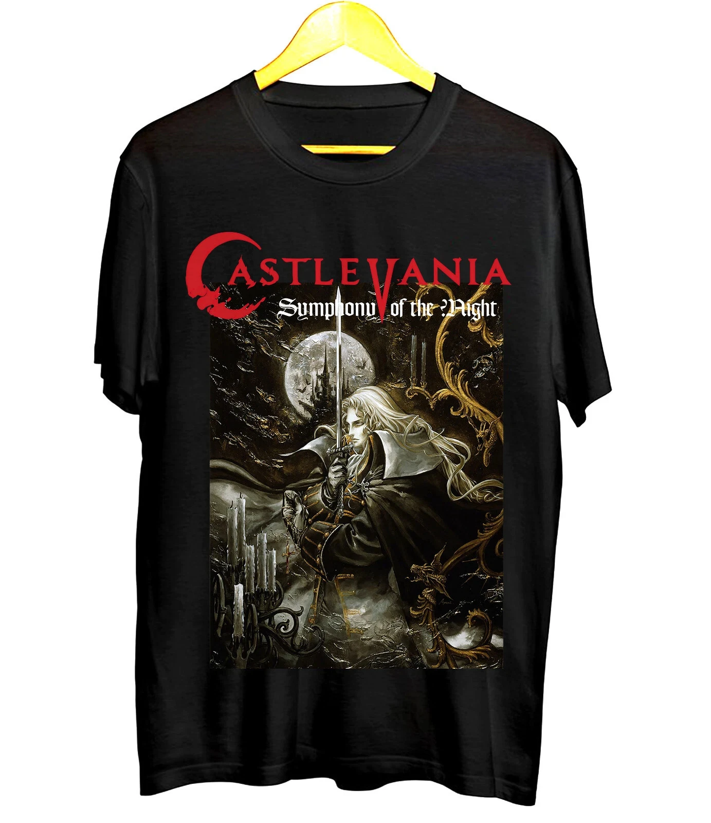 Symphony of The Night Neues T-Shirt Vintage CASTLEVANIA Schwarz-Weiß-T-Shirt Kurzarmshirt Unisex Herren Damen Ganzjahres-T-Shirt