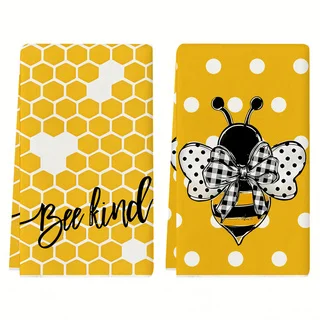 2er-Pack Bienen-Küchentücher, Geschirrtücher, Handtücher, dekorative Küchentücher, Nachbarn-Geschenke, süße Einweihungsgeschenke für Freunde, Mutter-Geschenke, Freund-Geburtstagsgeschenke. Image