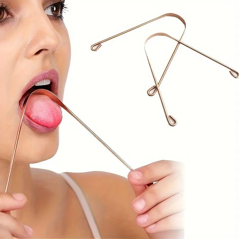 1 Stück/2 Stück Premium-Zungenschaber aus reinem Kupfer – effektive Metallbürste für Mundhygiene und frischen Atem Image