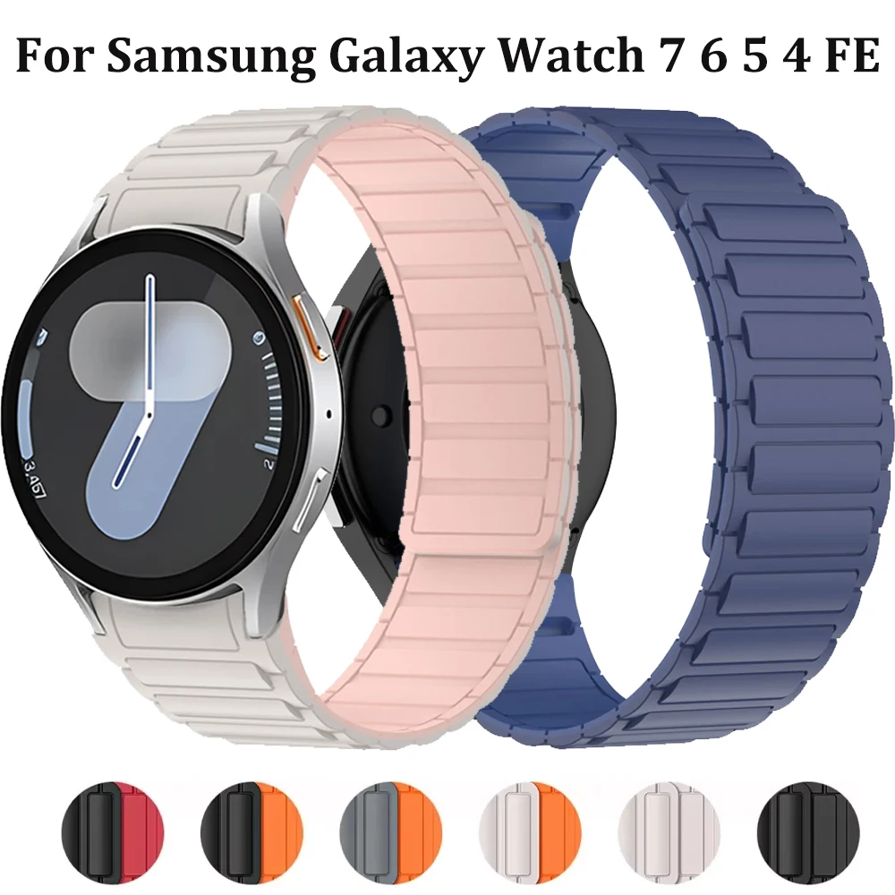 Nahtloses Silikonarmband für Samsung Galaxy Watch 7 6 5 4 FE 40mm 44mm Magnetisches Armband Galaxy Watch 6 4 Classic 46/47mm Armband Image