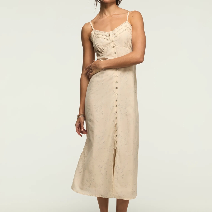Lucky Brand Festival Lace Trimmed Slip Dress - Women's Clothing Dresses in Cream Multi, Size 2XL