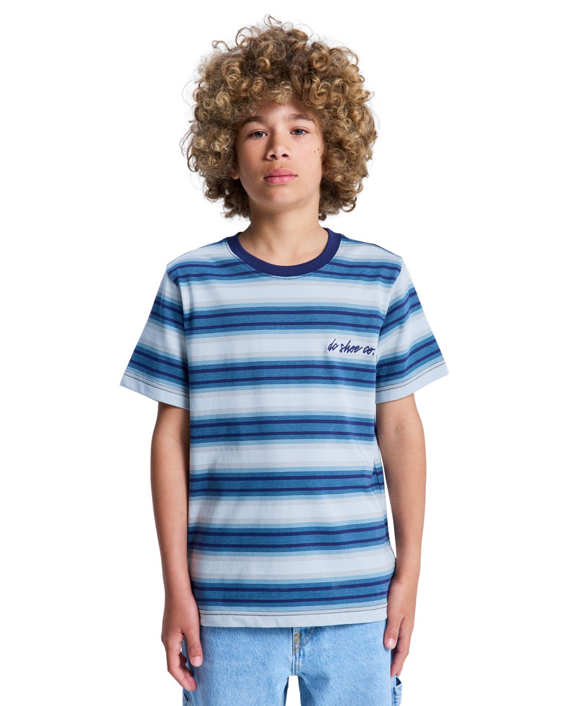 T-Shirt DC SHOES "Sheriff Stripe", Jungen, Gr. 12(148-156cm), storm blau, Obermaterial: 100% Walkfrottier;, Shirts T-Shirt