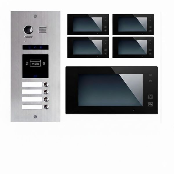 4 Familienhaus Video Türsprechanlage Klingel Gegensprechanlage ES4ID + 4x DT47M-B Image