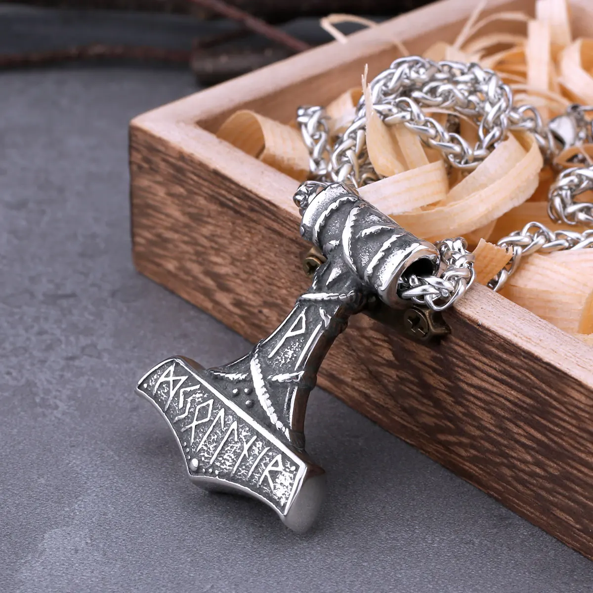 Vintage Nordic Vikings Anker Odin Rune Halskette männer Edelstahl Mode Mjolnir Hammer Anhänger Halskette Punk Schmuck Geschenk Image