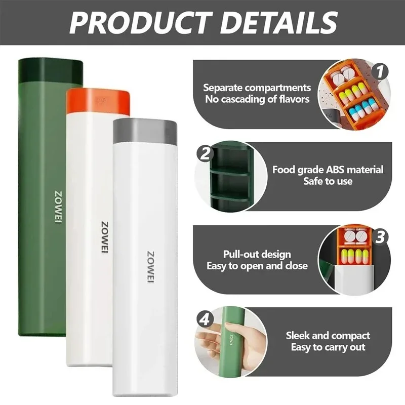 Niedlicher 7-Tage-Wochen-Reise-Pillenorganizer, kleiner tragbarer Pillenbehälter für Vitamine und Nahrungsergänzungsmittel, hübsche Medikamentenaufbewahrungsbox. Image