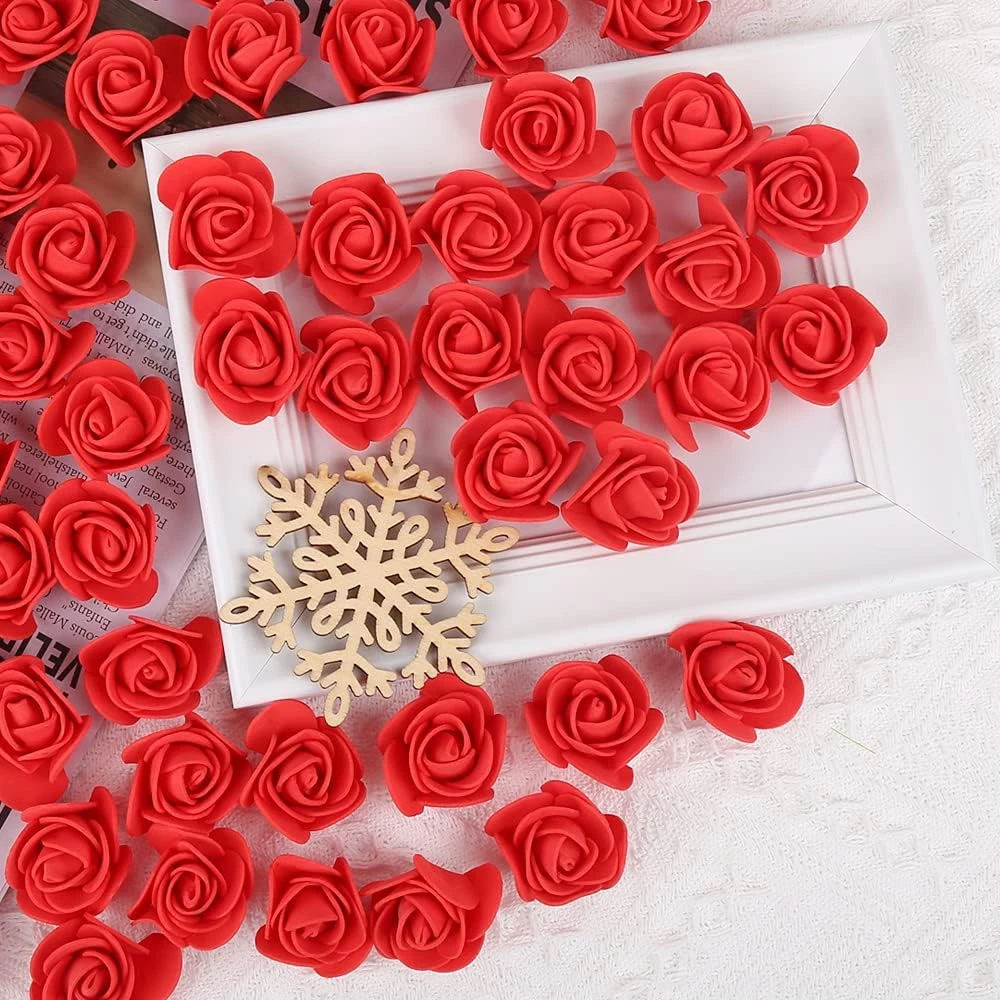 50 Stück Künstliche Blumen PE-Schaum Rosenköpfe Handgefertigte Bären-Dekoration für Hochzeit, Haus, Garten, Festival, Party, Scrapbooking, Geschenkbox, DIY-Kranz Image