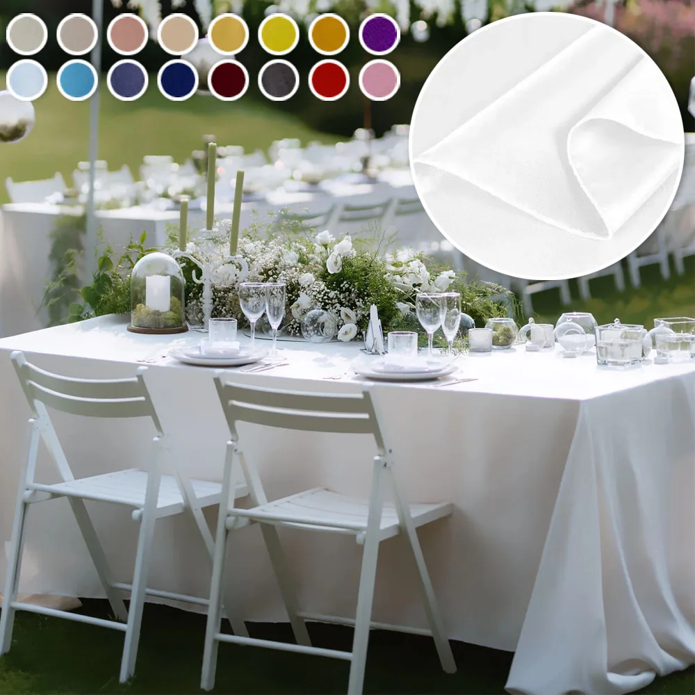 Rechteckige Tischdecke, Satin-Tischdecke, hell, glatt, weiß, rosa, einfarbig, Tischdecke, Hochzeit, Partyzubehör, Tischdekoration Image