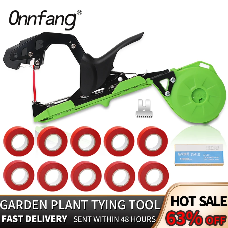 Onnfang Garten-Handbindemaschine, Pflanze, leicht, Gartengeräte, Pflanzenband-Werkzeug für Gemüse, Trauben, Tomaten, Gurken, Garten