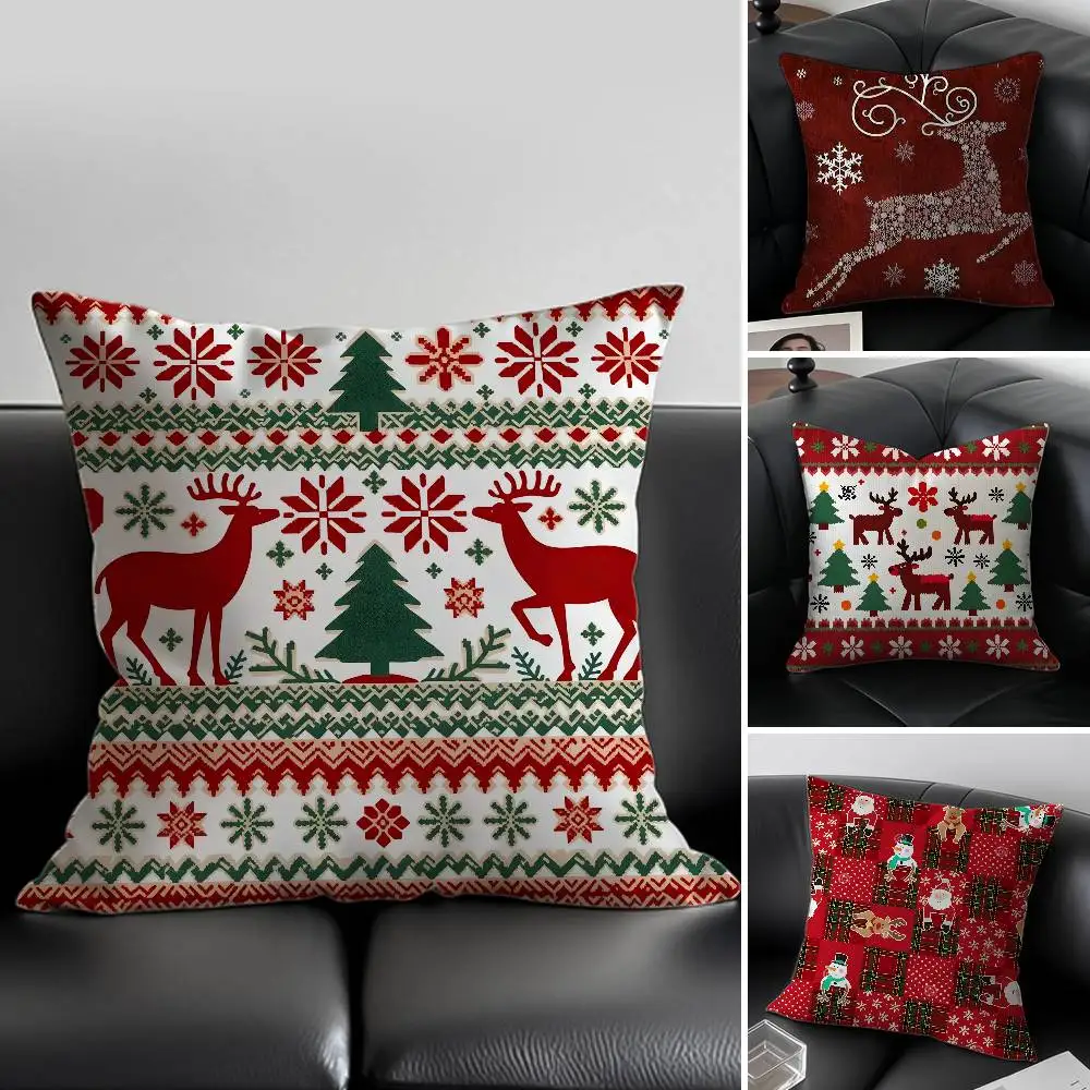Niedlicher Kissenbezug mit Weihnachts-Hirsch-Motiv, Anti-Dustmite, unsichtbarer Reißverschluss, Schlafsofa