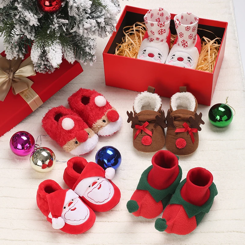 0–1 Jahre alte Weihnachts-Babyschuhe, weiche Sohlen, Bodenschuhe, die nicht abfallende Babyschuhe, Wanderschuhe