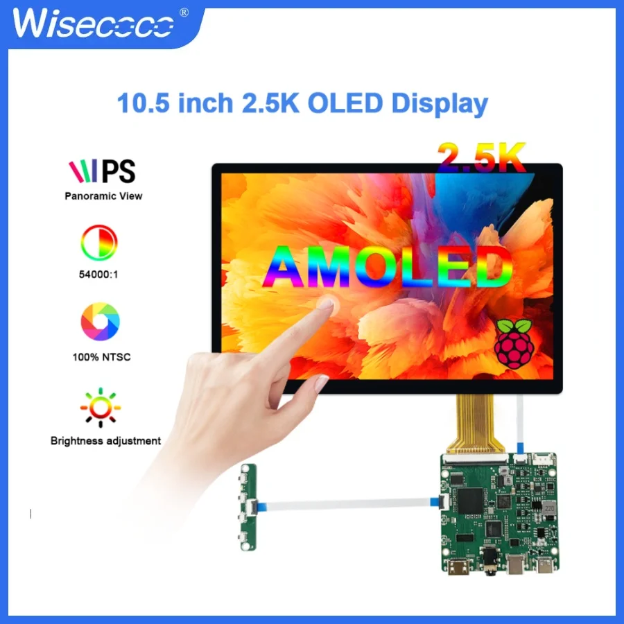 Wisecoco 10,5 Zoll OLED-Display Kapazitiver Touchscreen 2560 x 1600 2,5 K AMOLED IPS-Bildschirm für Raspberry Pi Laptop PS4/5 Xbox 60 Hz Image
