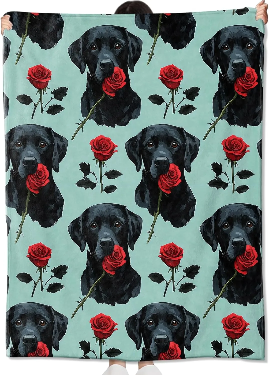 1PC süße Hunde Rose Throw dünne Decke Geschenke für Freund Familienmitglieder Couch Bett Auto Zuhause Camping für Hundeliebhaber Ganzjahresgebrauch Image