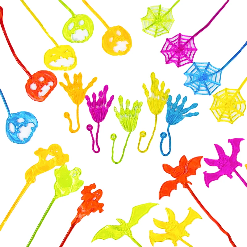 10 stücke Halloween Dehnbare Klebrige Bunte Spinne Web kürbis fledermaus geist hand form Klebrige Hände Spielzeug Halloween Party Dekoration Image