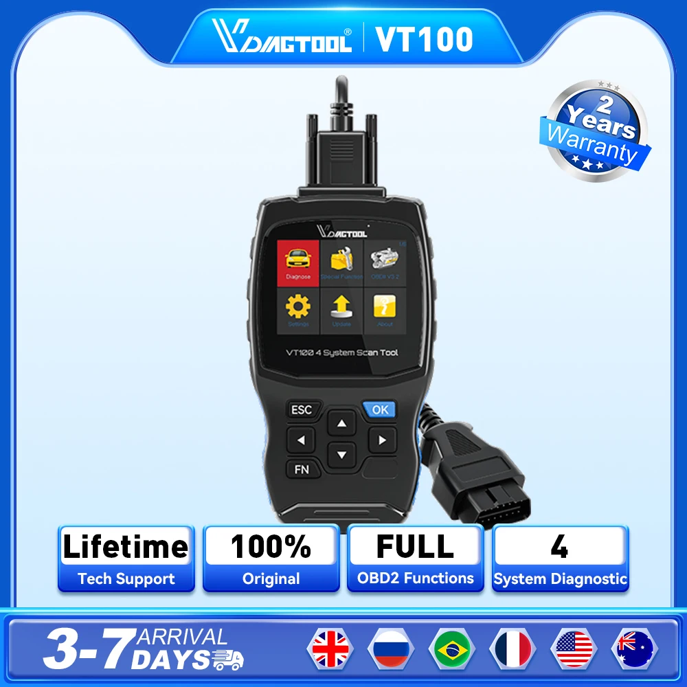 VDIAGTOOL VT100 Autodiagnosetool SRS/ABS/Getriebe/Motor OBD2 Scanner SAS EPB Gas Reset Image