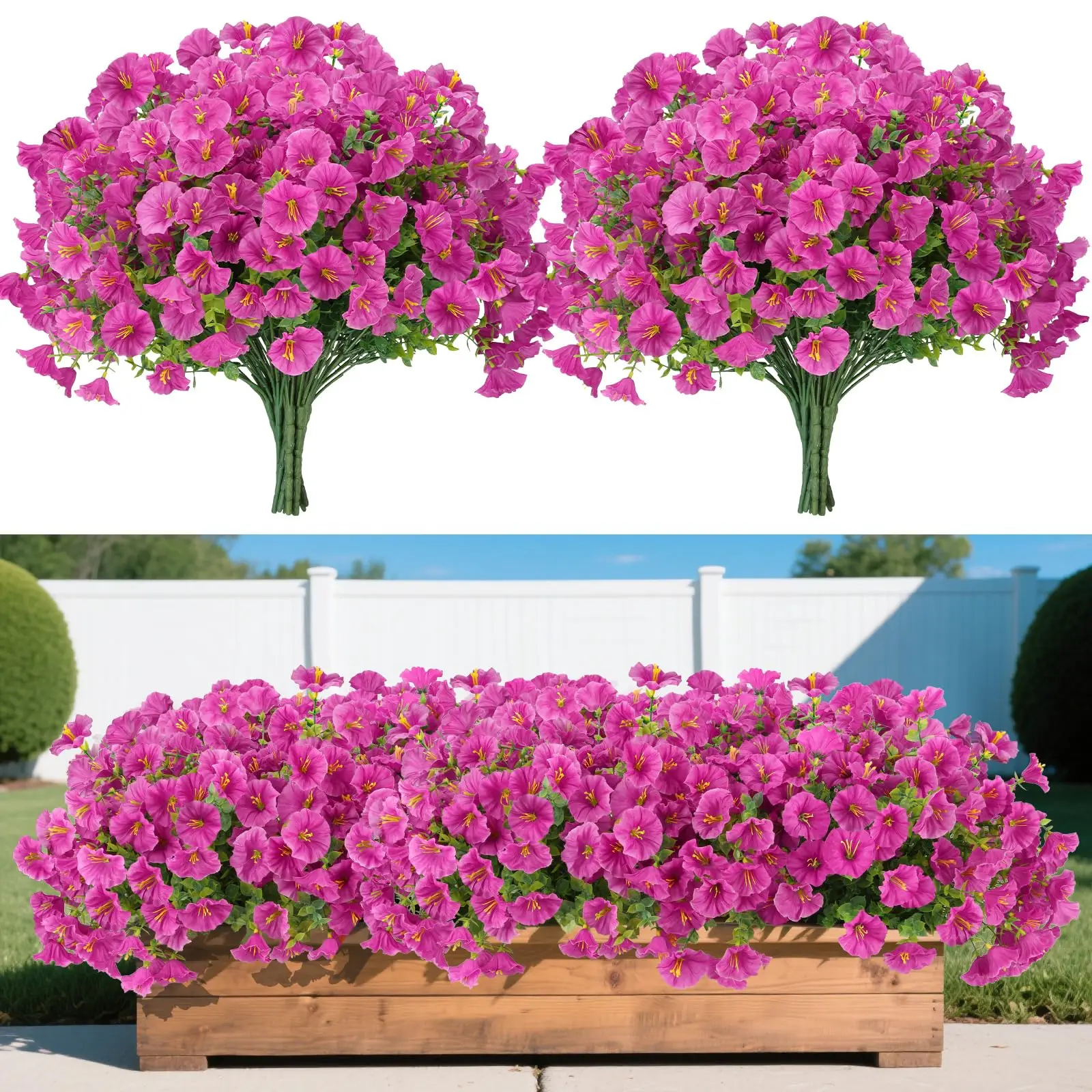 Künstliche Blumen für die Dekoration im Freien, künstliche Seidenblumen, UV-beständig, künstliche Pflanzen für Garten, Balkon, Hof, Veranda, Heimdekoration Image