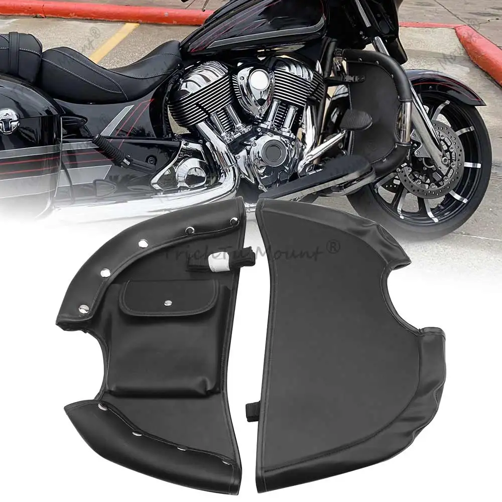 1 Paar Beinwärmer, Windabweiser, Motorschutz, Ledertasche, Autobahn-Bar-Tasche für Indian Chieftain Chief Roadmaster 2014 bis 2025 Image