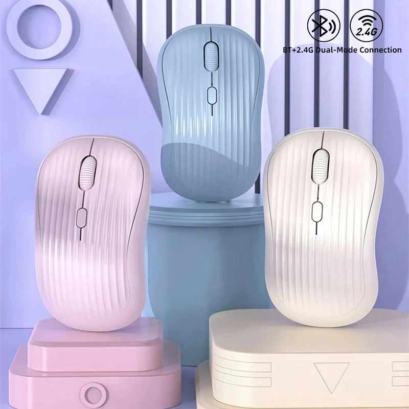 Typ-C wiederaufladbare 2,4G Bluetooth Dual Mode Wireless Maus ergonomische Mode stille Maus Desktop Laptop Tablet für iPhone iPad Image