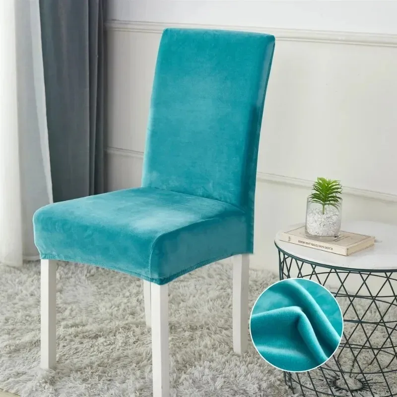 1 Stück weicher silberner Fuchs-Plüsch-Stuhlbezug, luxuriöser Küchen-Schreibtisch-Sitzbezug, verstellbare Spandex-Stuhlhussen für Esszimmer, Hotel Image