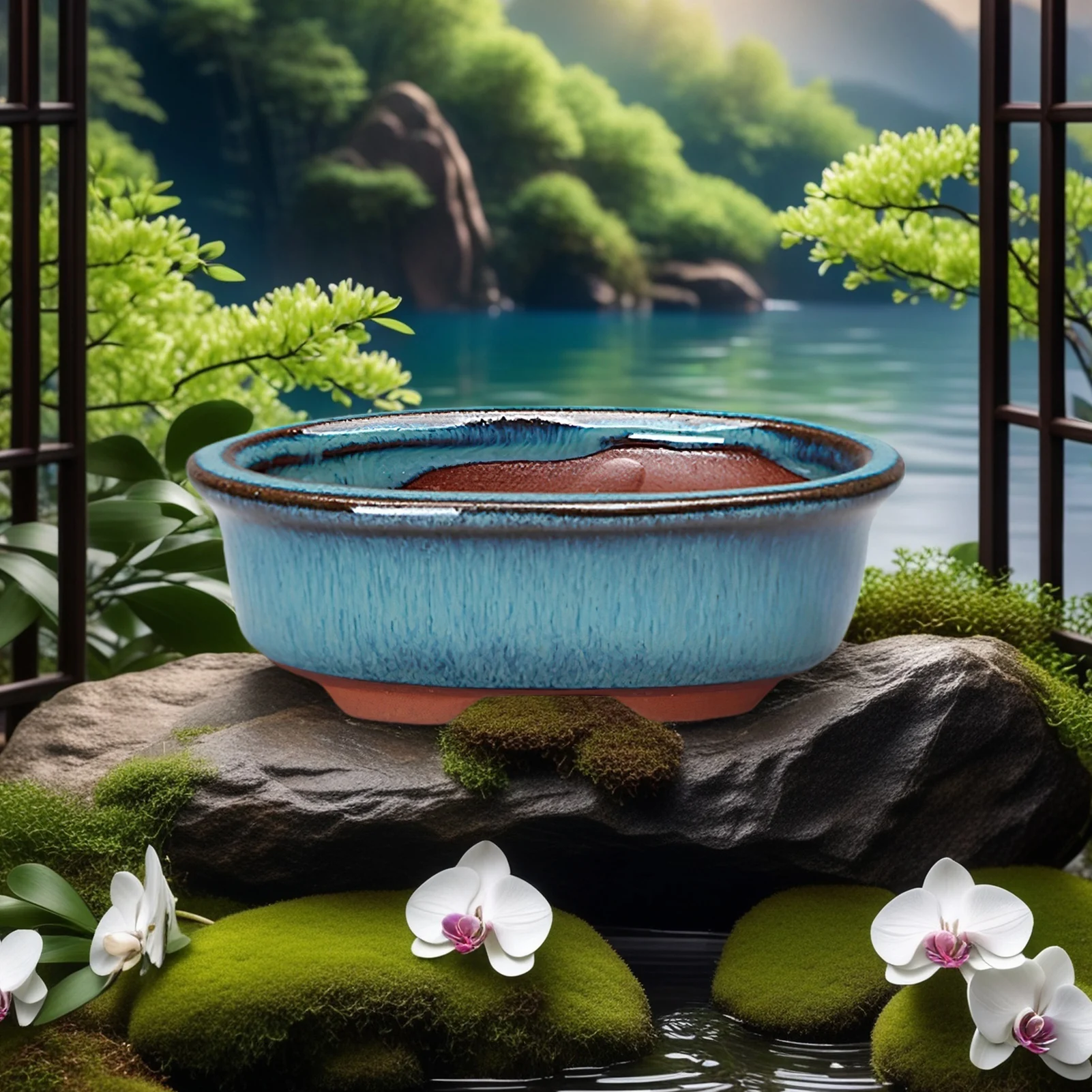 Keramik-Blumentopf mit Ablaufloch, chinesischer Stil, Lilie, Sukkulentenvase, Orchideenpflanzung, Blumentopf, Heimdekoration, Gartenbedarf Image