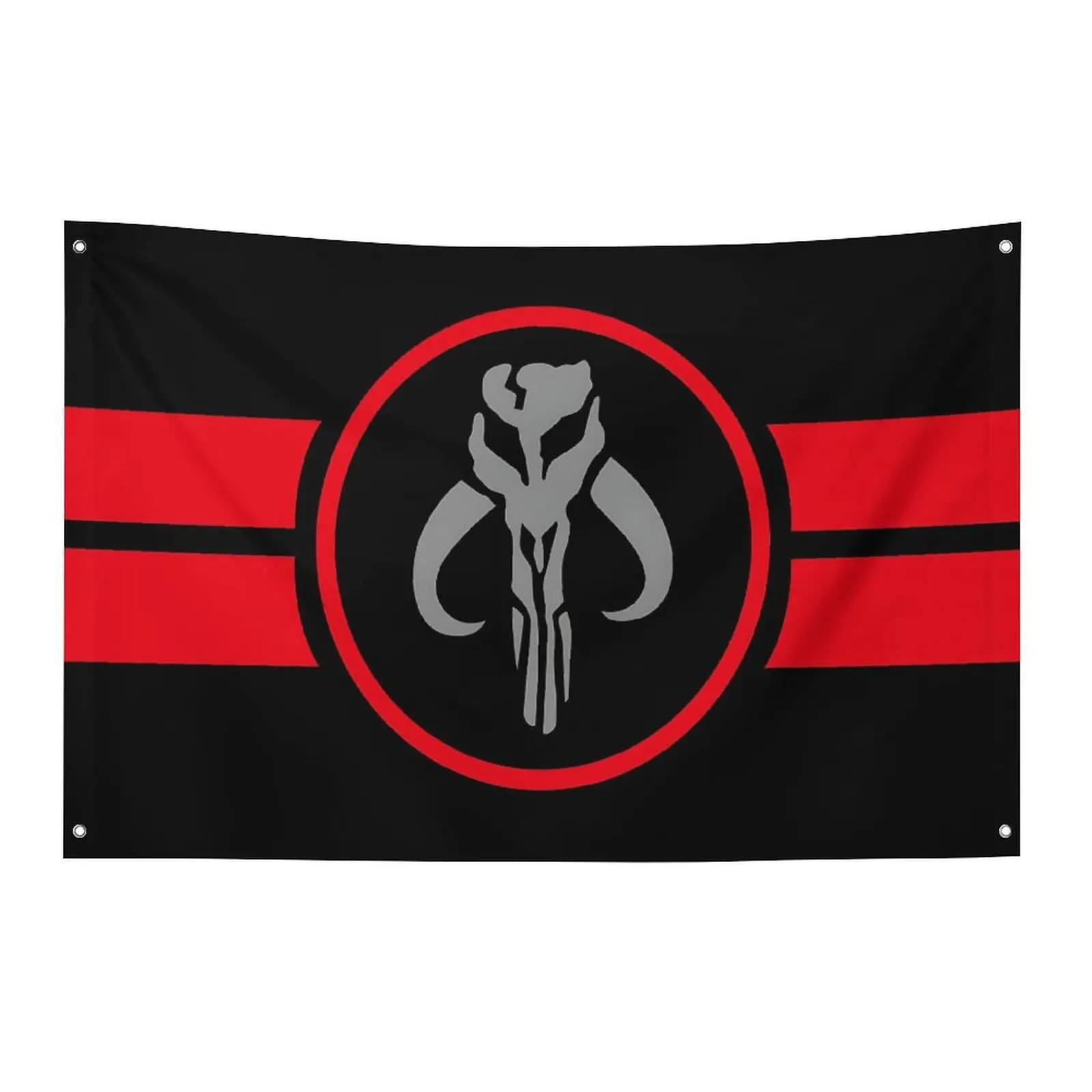 3x5Ft großes Mandalorianer-Flaggenbanner für drinnen und draußen, Zimmer, Männerhöhle, Dekoration, Werbung, schwarze Flaggen für Schlafzimmer, Wandteppich, Flaga Image