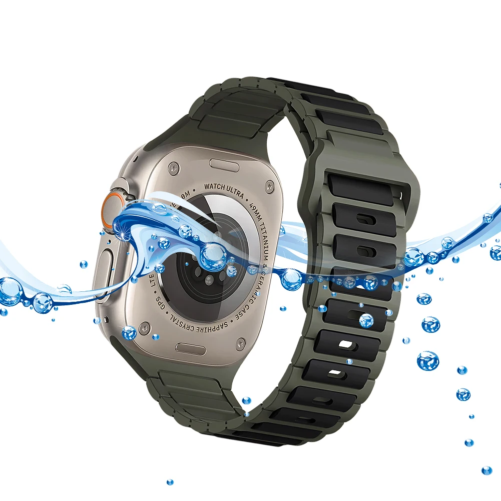 Silikon-Sportarmband Smartwatch-Armband Wasserdicht Schweißfest Verstellbar für Apple Watch 9/8/7/Ultra S10 42 44 45 46 49MM Image