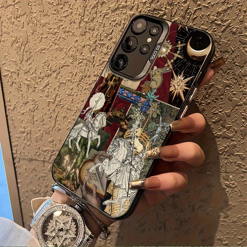 Medieval fantasy pattern phone case suitable for Samsung S25 24 23 22 21 20 Plus/Ultra/FE anti drop and shockproof back cover Image