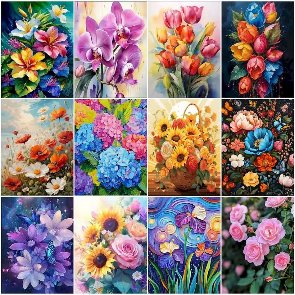 Ruopoty Bilder malen nach Zahlen Blumen Valentinstag Geschenk gerahmte Wand kunst moderne Handwerk Dekoration nach Hause Acrylfarben Rahmen Image