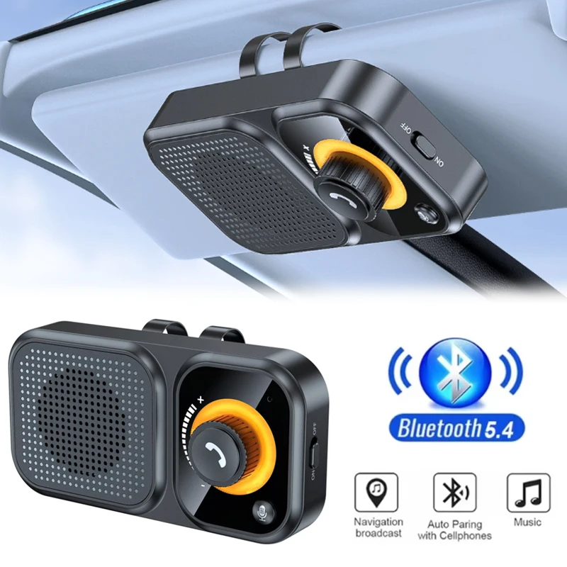 Bluetooth 5.4 Lautsprecher Freisprecheinrichtung Car Kit Sonnenblende Clip Drahtloser Audioempfänger Freisprecheinrichtung Lauter Musik-Player mit Umgebungslicht Image