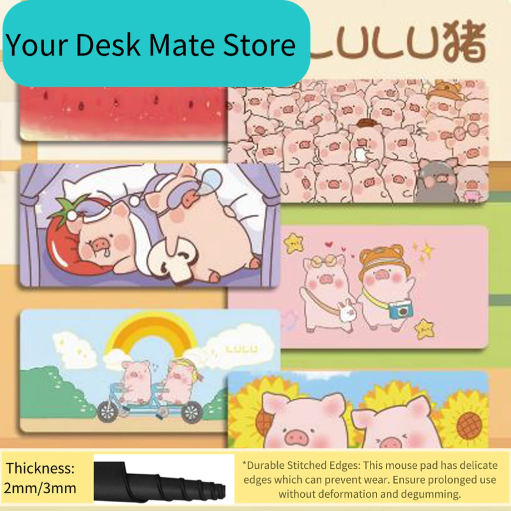 Niedliches Cartoon-Mauspad mit LULU-Schweinchen, Büro-Gaming-Mauspad, Mousepad, DESKAT-Modell in voller Größe Image