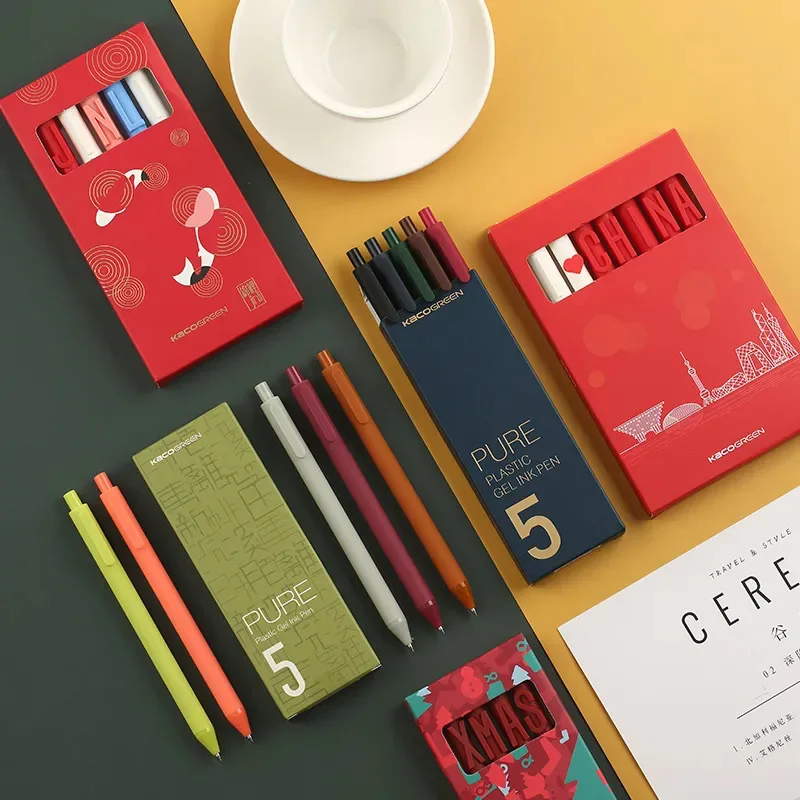 Kaco-Stifte zum Schreiben, süßer Gelstift, Retro Mo Landi Night Sakura Marine, bunter Textmarker, Bürobedarf, koreanisches Briefpapier Image