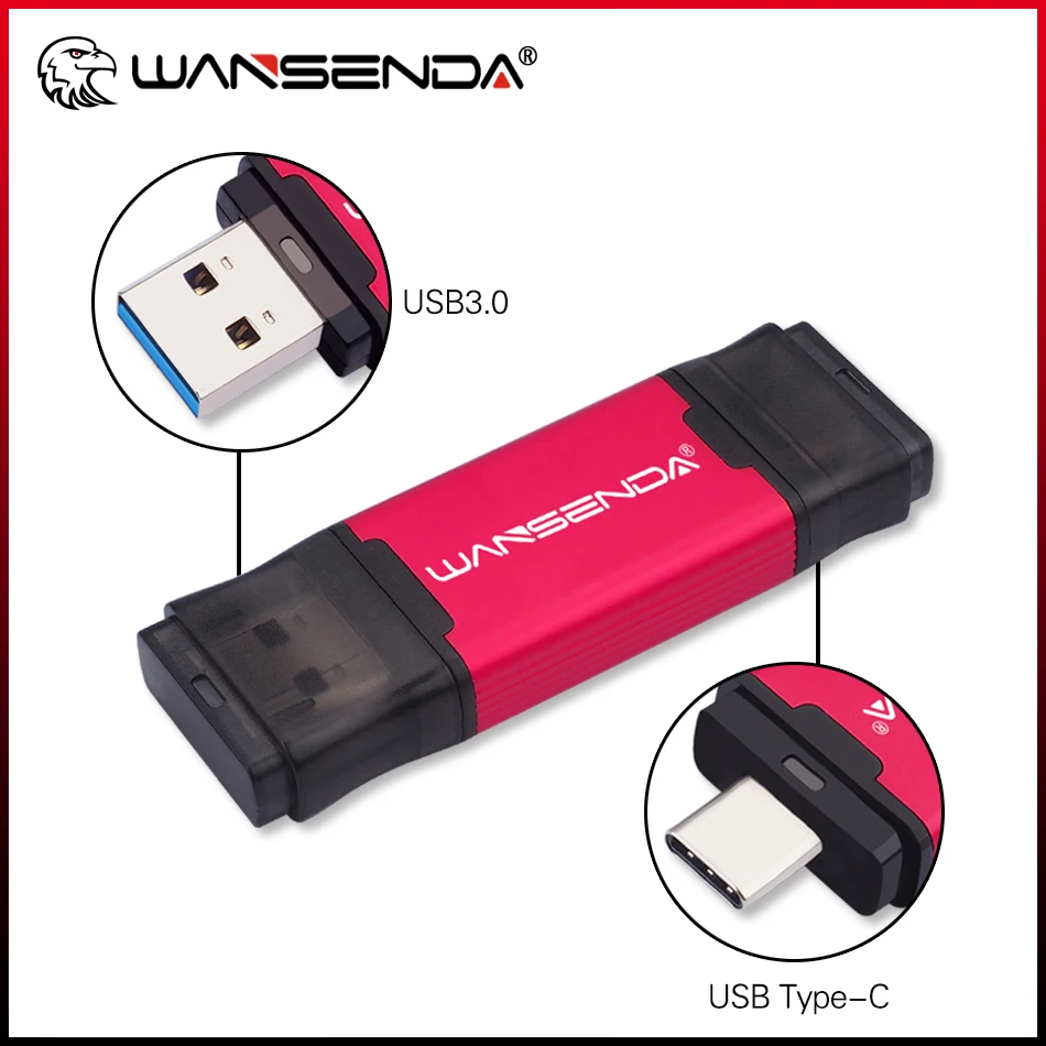 WANSENDA OTG USB-Flash-Laufwerk 2 in 1 Typ C & USB 3.0 Pen Drive 512 GB 256 GB 128 GB 64 GB 32 GB Hochgeschwindigkeits-Stick USB-Speicherstick Image