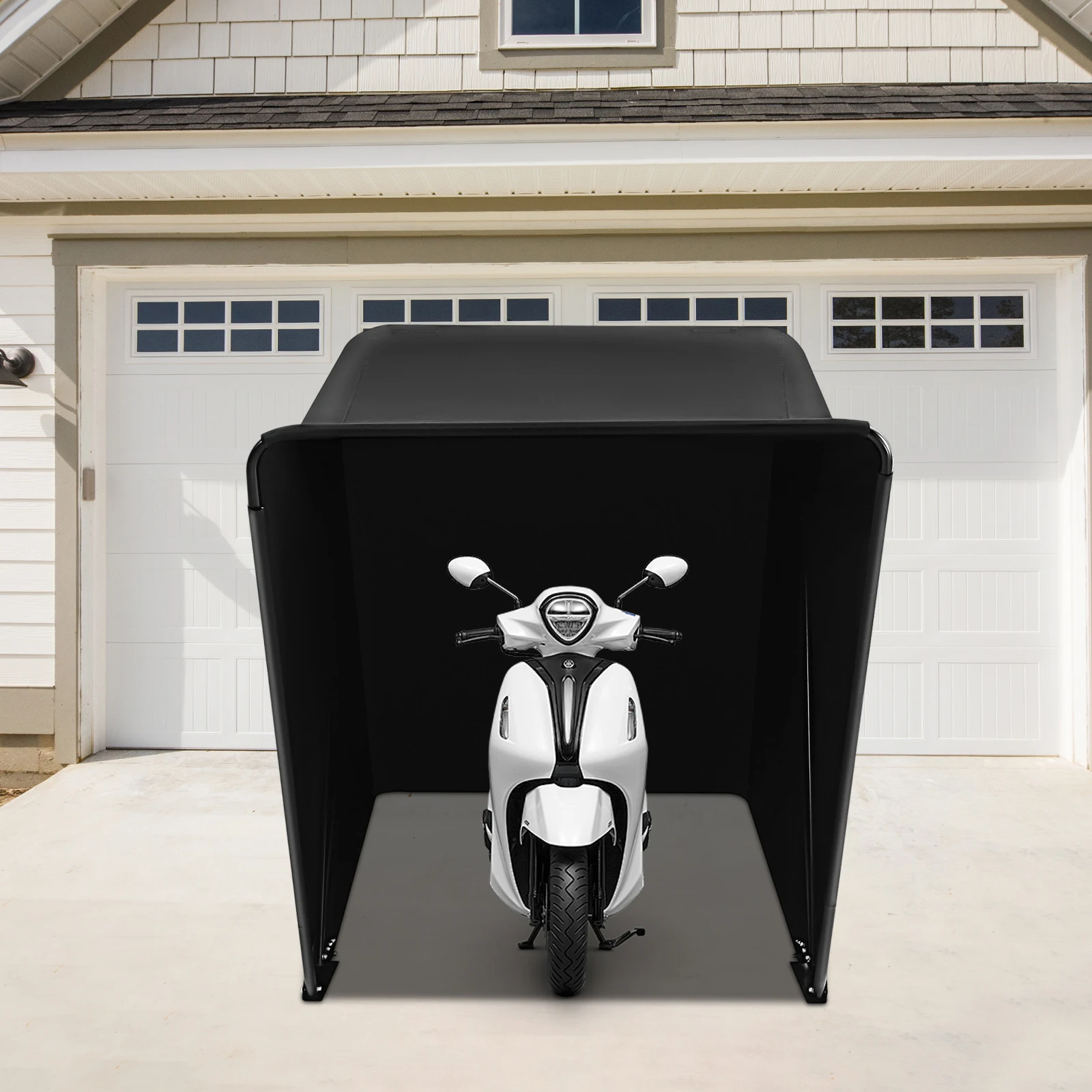 BYMAOCAR Zusammenklappbares Motorradzelt, Motorradgarage, Garage, robuste Motorradabdeckung, Oxford-Stoff, Schutzplane Image