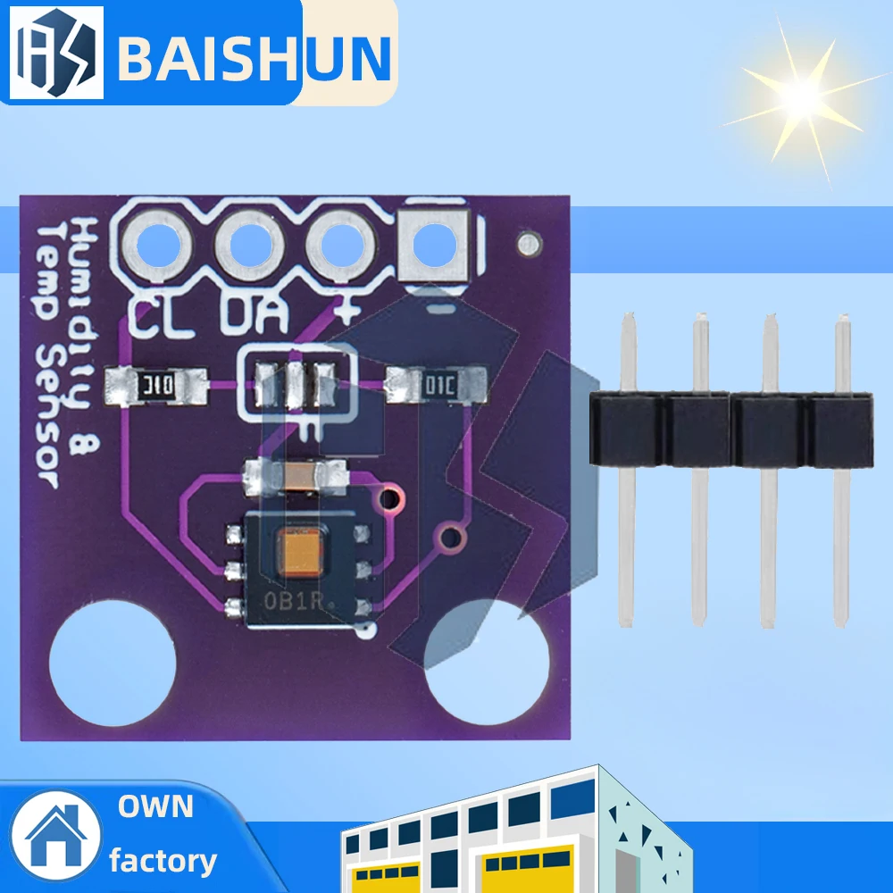 HDC1080-Modul Low Power, GY-213V-HDC1080 Hochpräziser digitaler Feuchtigkeitssensor mit Temperatursensor für Arduino Image