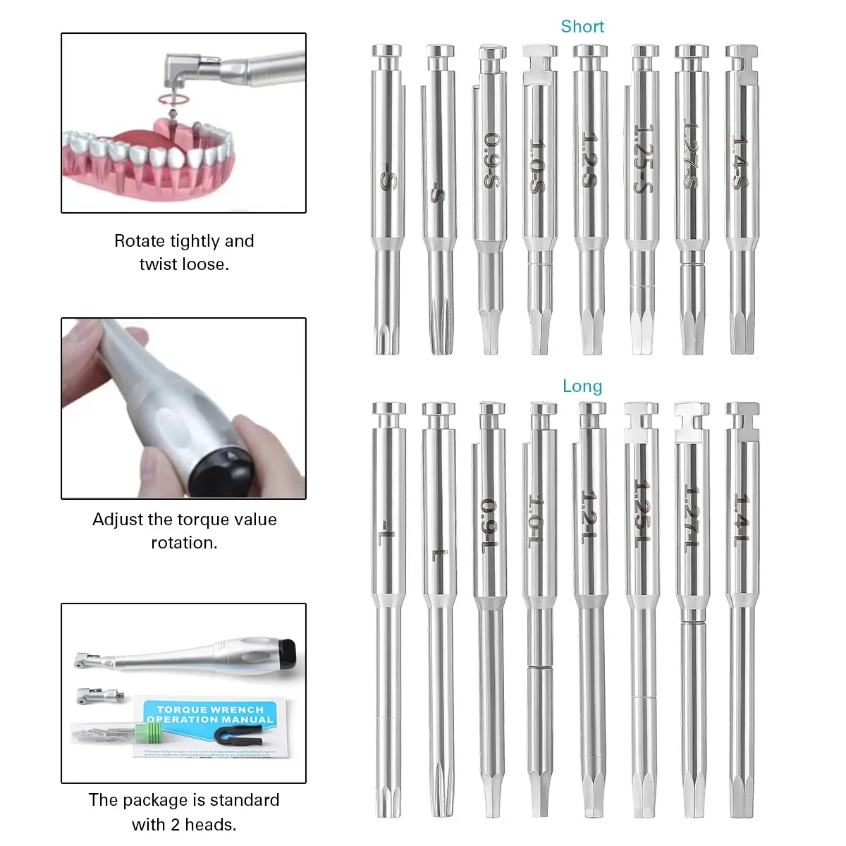 Dental Universal Implantat-Drehmomentschlüssel-Set – 16-teilige Treiber im Lieferumfang enthalten, 5–35 N.cm Reichweite, Riegelkopf-Handstück für die Zahnheilkunde Image