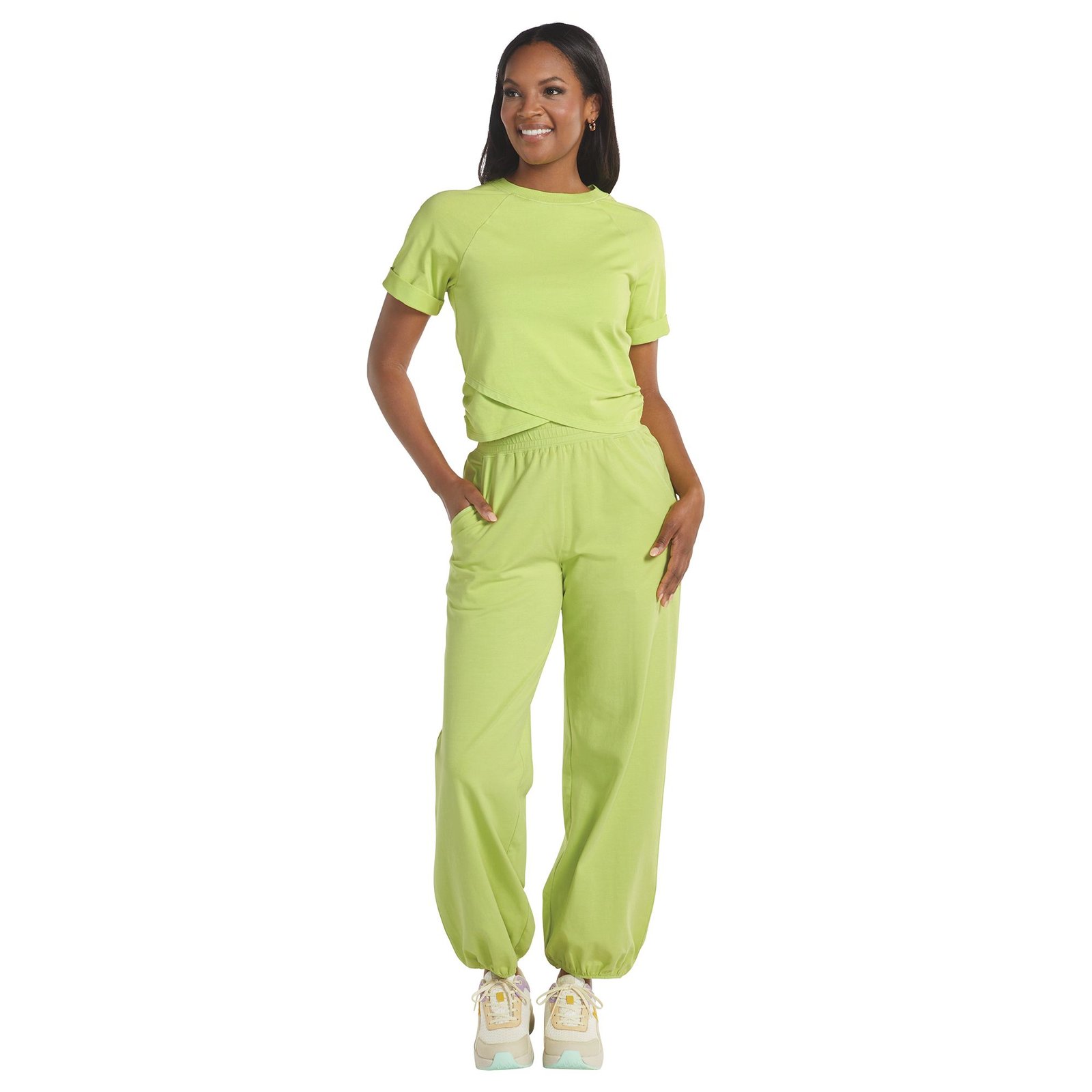 Masseys Lived-In Lounge Set (Size 3X) Wild Lime, Cotton,Elastine