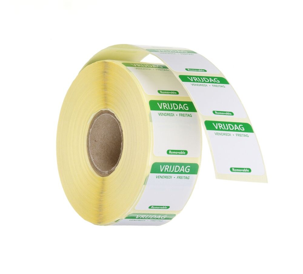 ITALCONCEPT Tägliche Sicherheitsetiketten, mehrfach verwendbar, leicht zu entfernen , HENDI, Freitag, Grün, 1000 U., 25x25mm Image