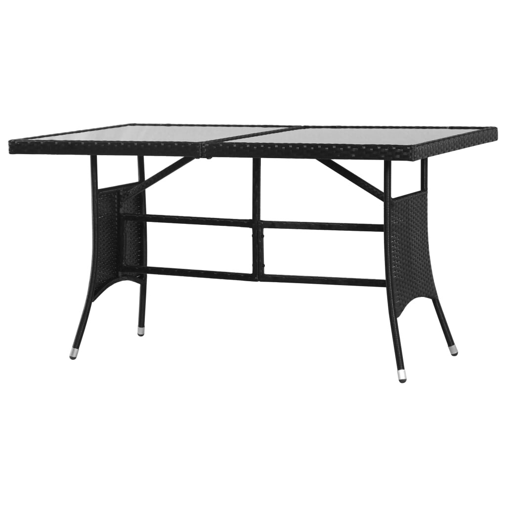 vidaXL Gartentisch Schwarz 140 x 80 x 74 cm Poly Rattan Image