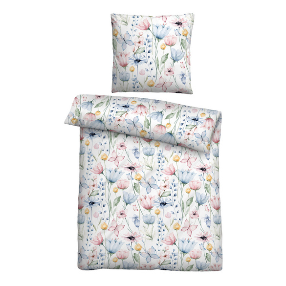 Castell Mikrofaser Seersucker Bettwäsche Blätter sturmgrau, 1x 135x200 cm + 1x 80x80 cm Image