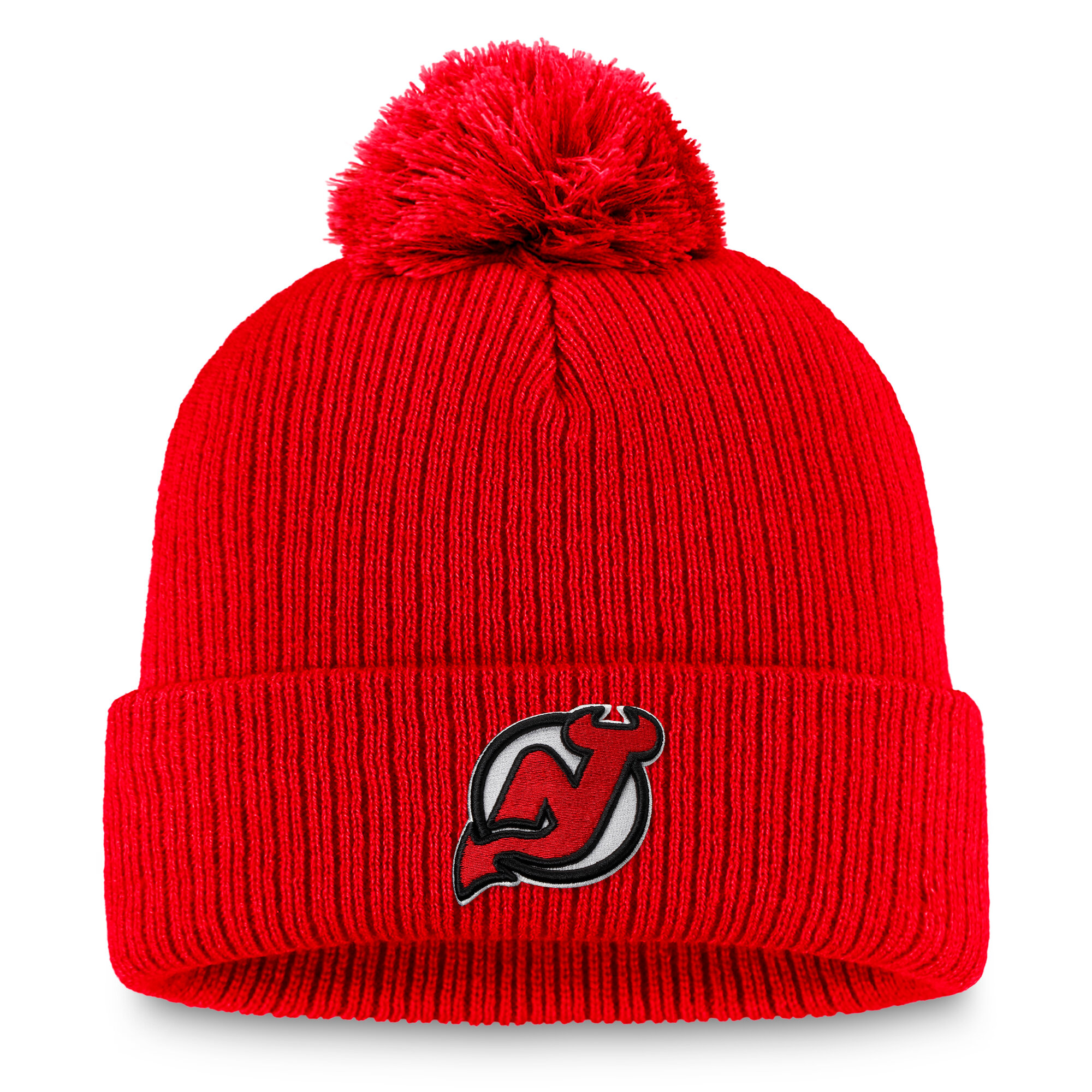 "New Jersey Devils Core Strick-Beanie-Mütze mit Bommel und Umschlag – Erwachsene" Image