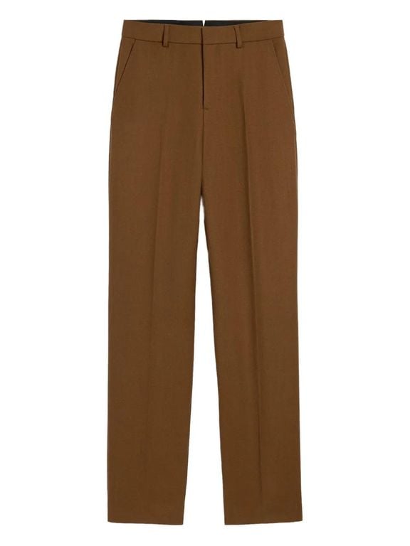 Wool Large-Fit Trousers - Brown - AMI Pants