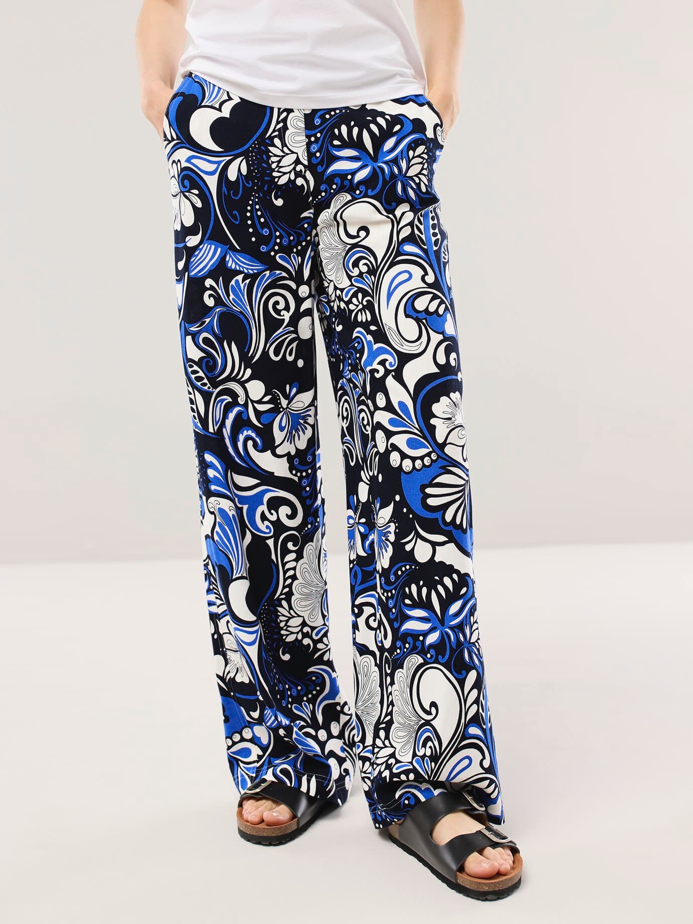 Walbusch Damen Kombihose aus Leinenmix Blau bedruckt