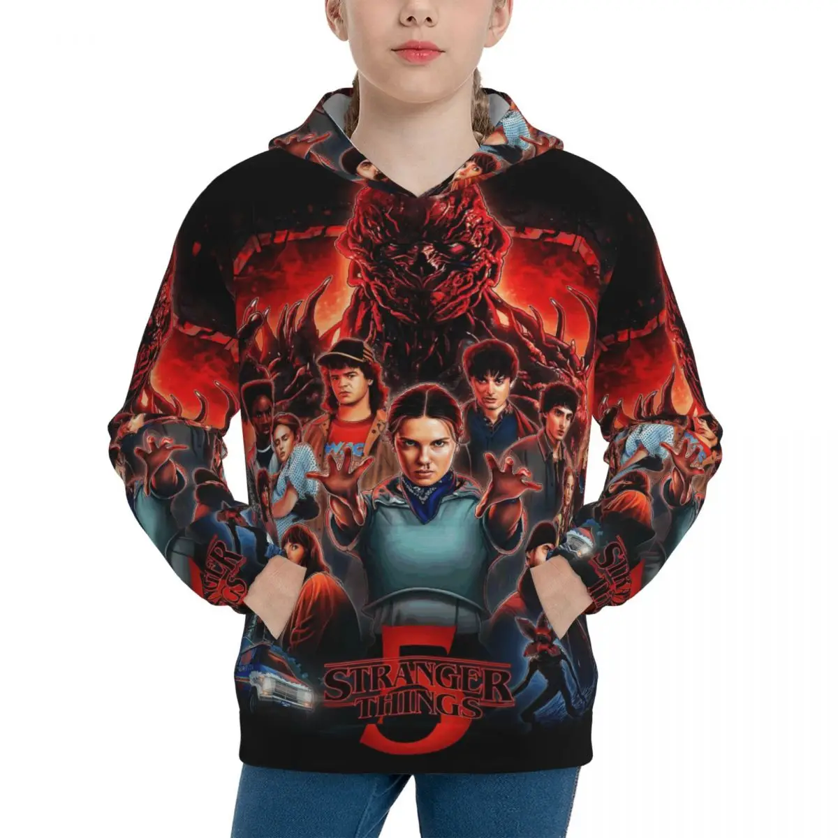 Stranger Thing – vêtements pour enfants, sweat à capuche pour garçons et filles, vêtements à manches longues imprimés, vêtements décontractés pour enfants, vêtements d
