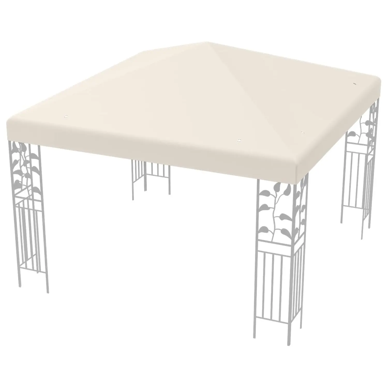 3 x 3 m Ersatzdach für Gartenpavillon, Pavillondach, Ersatzabdeckung mit Entwässerungslöchern und Klettverschlüssen (Beige) Image